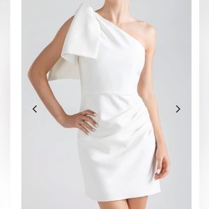 Shoshanna White One Shoulder Bow Dress